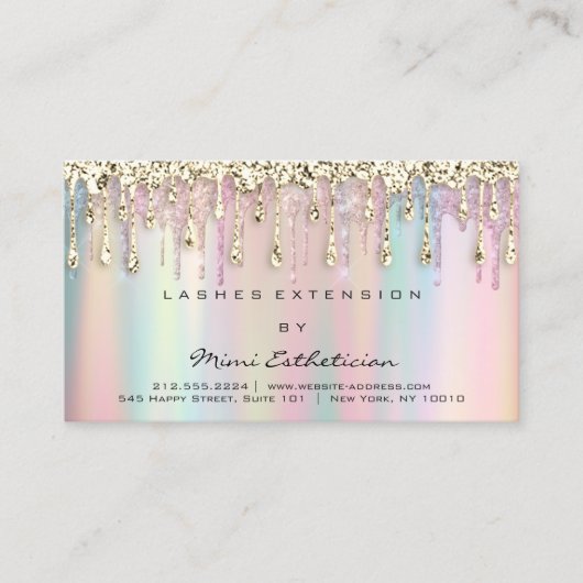 Nazorginstructies Glitter Gold Holograaf Drip Visitekaartje (Voorkant)