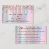 Nazorginstructies Glitter Roos Holograaf Drip Visitekaartje (Voorkant / Achterkant)