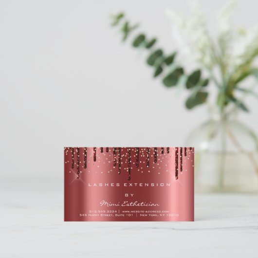 Nazorginstructies Lash Burgundy Drip Confetti Visitekaartje (Staand voorkant)