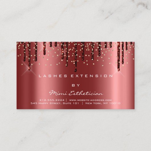 Nazorginstructies Lash Burgundy Drip Confetti Visitekaartje (Voorkant)