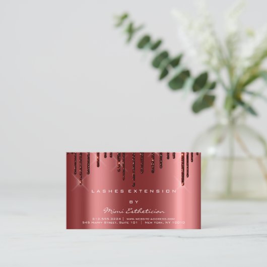 Nazorginstructies Lash Burgundy Drips Spark Visitekaartje (Staand voorkant)