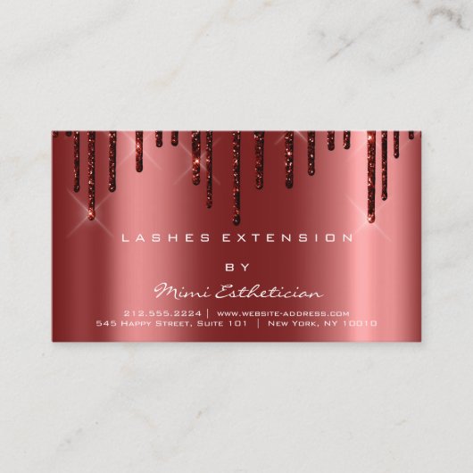 Nazorginstructies Lash Burgundy Drips Spark Visitekaartje (Voorkant)
