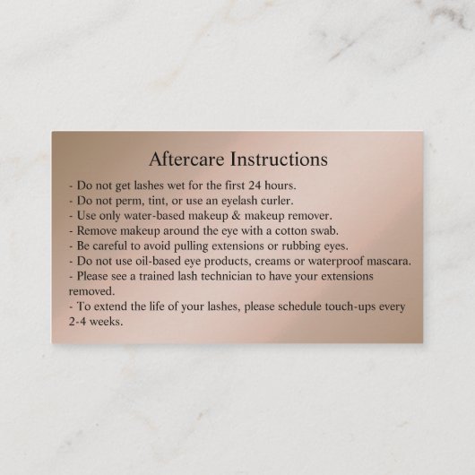 Nazorginstructies Lash Gold Drips Spark Visitekaartje (Achterkant)