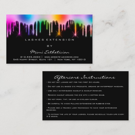 Nazorginstructies Lash regenbooggraaf Visitekaartje (Voorkant / Achterkant)