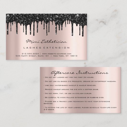Nazorginstructies Lash Roos Black Drift VIP Visitekaartje (Voorkant / Achterkant)
