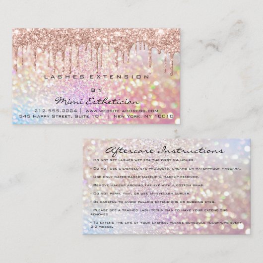 Nazorginstructies Lash Roos Drift holografisch Visitekaartje (Voorkant / Achterkant)