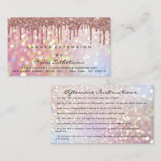 Nazorginstructies Lash Roos Drift holografisch Visitekaartje (Voorkant / Achterkant)