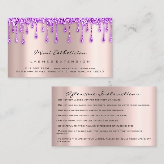 Nazorginstructies Lash Roos Drip Make-up Studi Visitekaartje (Voorkant / Achterkant)