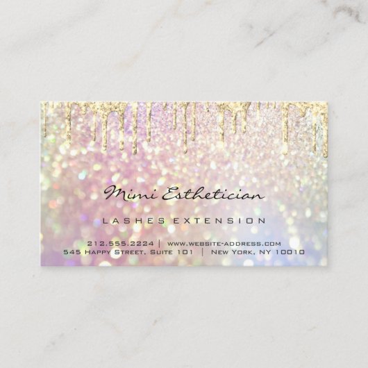 Nazorginstructies Lash Roos Gold Drip Glitter Visitekaartje (Voorkant)
