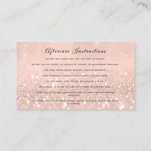 Nazorginstructies Lash Roos Gold Drips Vonk Visitekaartje (Achterkant)