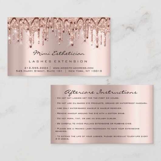 Nazorginstructies Lash Roos Gold Drivers 3D Visitekaartje (Voorkant / Achterkant)