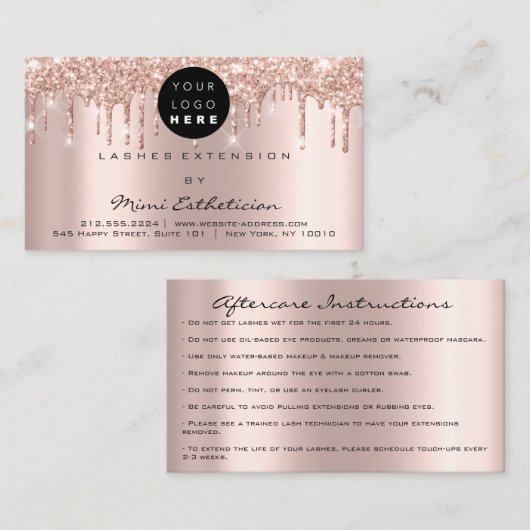 Nazorginstructies Lash Roos Gold Drivers Logo Visitekaartje (Voorkant / Achterkant)