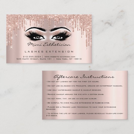 Nazorginstructies Lash Roos Gold Drives Gloss Visitekaartje (Voorkant / Achterkant)