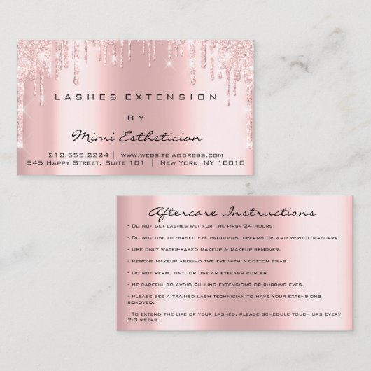 Nazorginstructies Lash Roos Gold Drives Roze Visitekaartje (Voorkant / Achterkant)