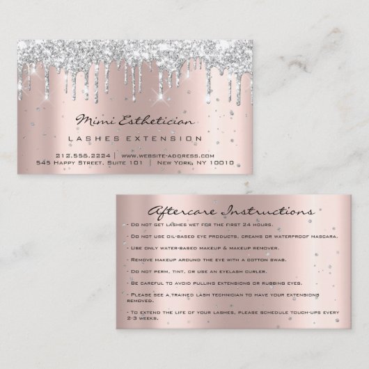 Nazorginstructies Lash Roos Gold Drives Silver Visitekaartje (Voorkant / Achterkant)