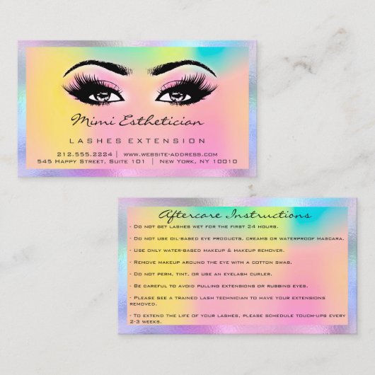 Nazorginstructies Lash Roos Holograaf Visitekaartje (Voorkant / Achterkant)