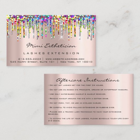 Nazorginstructies Lash Roos Holografen Visitekaartje (Voorkant / Achterkant)