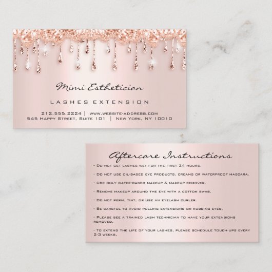 Nazorginstructies Lash Roos Unieke schijven Visitekaartje (Voorkant / Achterkant)