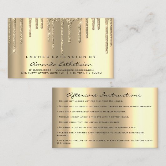 Nazorginstructies Lashes Extension Dips Spark Visitekaartje (Voorkant / Achterkant)