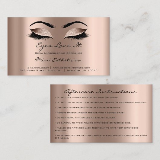 Nazorginstructies Lashes Extension Roos Blush Visitekaartje (Voorkant / Achterkant)