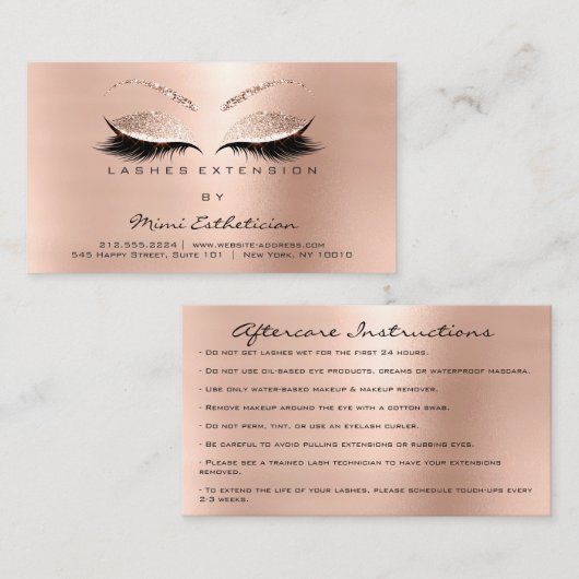 Nazorginstructies Lashes Extension Sparkly Visitekaartje (Voorkant / Achterkant)