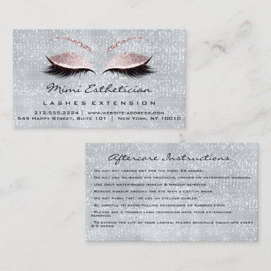 Nazorginstructies Lashes Studio Smoky Blue Visitekaartje (Voorkant / Achterkant)
