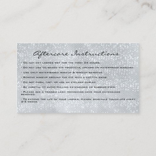 Nazorginstructies Lashes Studio Smoky Blue Visitekaartje (Achterkant)