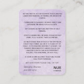 Nazorginstructies Logo vrouwen Body Butterflies Visitekaartje (Achterkant)