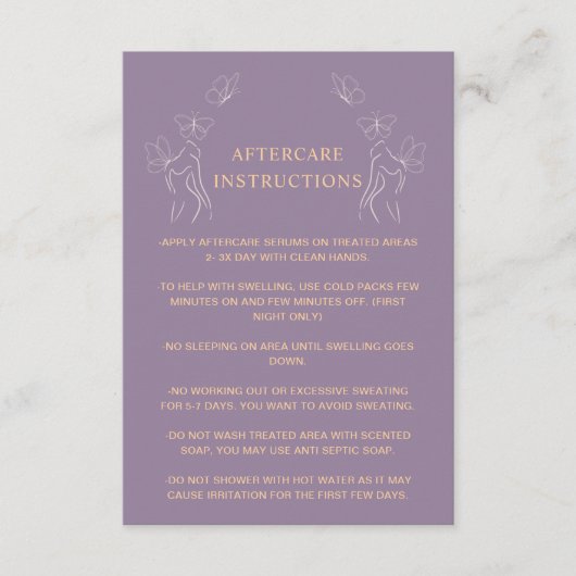 Nazorginstructies Logo vrouwen Lichaam Paarse Advieskaart (Voorkant)