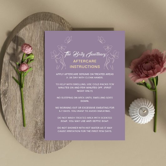 Nazorginstructies Logo vrouwen Lichaam Paarse Visitekaartje