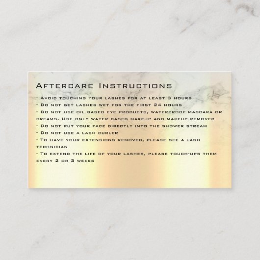 Nazorginstructies Luxe Gouden Glitter Druppels Visitekaartje (Achterkant)