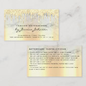 Nazorginstructies Luxe Gouden Glitter Druppels Visitekaartje (Voorkant / Achterkant)