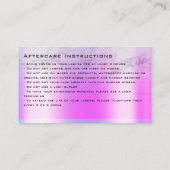 Nazorginstructies Paarse Glossy Glitter Druppels Visitekaartje (Achterkant)