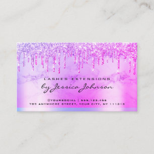 Nazorginstructies Paarse Glossy Glitter Druppels Visitekaartje