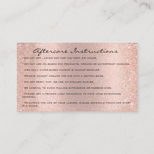 Nazorginstructies Roos Roze Logo Visitekaartje (Achterkant)