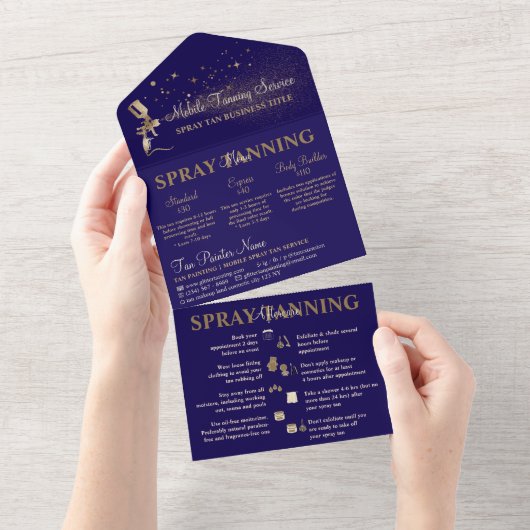 Nazorginstructies Spray Tan Flyer marine All In One Uitnodiging (Afscheurbaar)