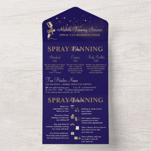 Nazorginstructies Spray Tan Flyer marine All In One Uitnodiging (Binnen)