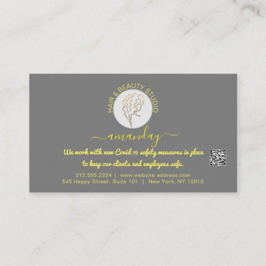 Nazorginstructies streepjes Gold Logo QR-CODE Visitekaartje (Voorkant)