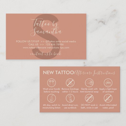 Nazorginstructies Tattoo Body Art Visitekaartje (Voorkant / Achterkant)