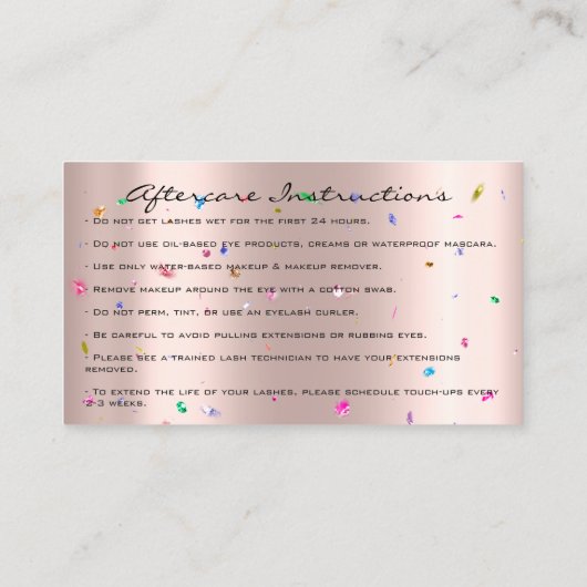 Nazorginstructies Uitslag Roos Drijft Confetti Visitekaartje (Achterkant)