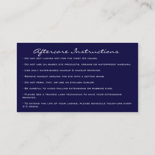 Nazorginstructies Uitslag Roos Glitter Drip marine Visitekaartje (Achterkant)