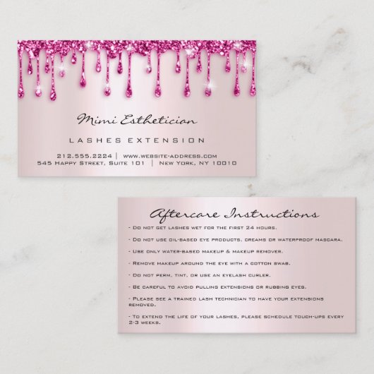 Nazorginstructies Uitslag Roos Glitter DripBerry Visitekaartje (Voorkant / Achterkant)