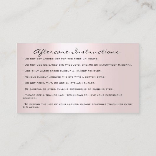 Nazorginstructies Uitslag Roos Glitter DripBerry Visitekaartje (Achterkant)