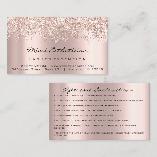Nazorginstructies Uitslag Roos Gold Zand Blush Visitekaartje (Voorkant / Achterkant)