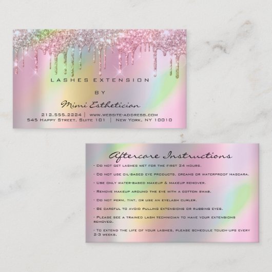 Nazorginstructies Uitslag Rozen HOLOGRAFIE Visitekaartje (Voorkant / Achterkant)