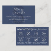 Nazorginstructies voor de nazorg van de Navy Body  Visitekaartje (Voorkant / Achterkant)