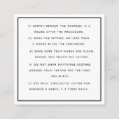 Nazorginstructies voor vlinder- en sterretjes Tatt Vierkante Visitekaartje (Achterkant)