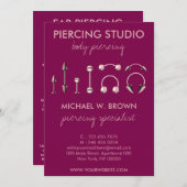 Nazorgtips voor oorpiercing Paarse instructies Bedankkaart (Voorkant / Achterkant)