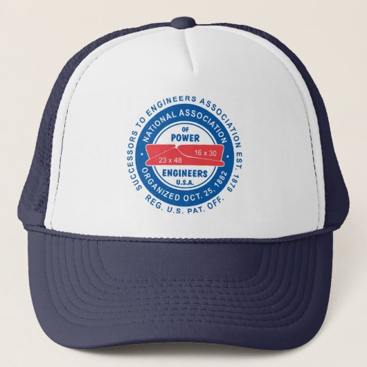 NB: Trucker Hat (wit/zeemacht) Pet (Voorkant)