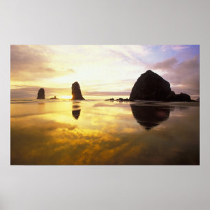 NB, Verenigde Staten, Oregon, Cannon Beach Sunset Poster